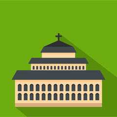 Tall church icon. Flat illustration of tall church vector icon for web