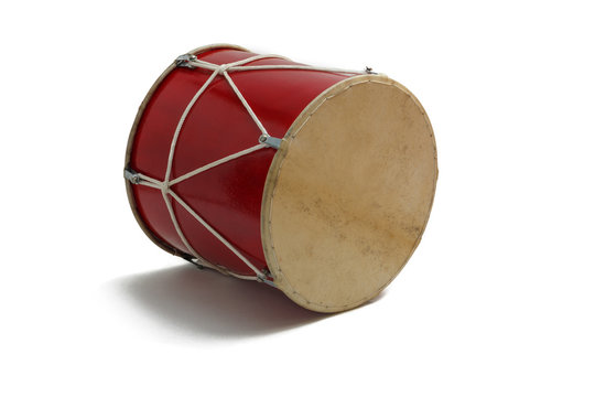 Georgian traditional drum doli lying on its side isolated on white with shadow