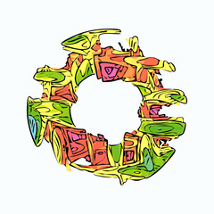 Abstract colorful circle alien style vector frame