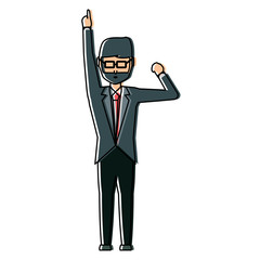 avatar businessman with arms up icon over white background, colorful design. vector illustration