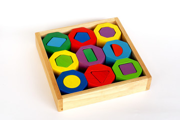 wooden toys isolated on white