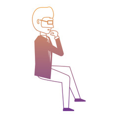 avatar businessman thinking over white background, colorful design. vector illustration