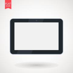 Tablet Flat Vector . Flat vector illustration in black isolated on white background . EPS 10