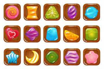 Set of Hard Cadies, Lollipop and Jelly Icons
