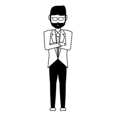 avatar businessman standing with crossed arms icon over white background, vector illustration