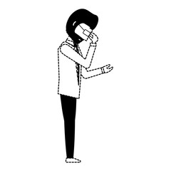 avatar businessman standing and thinking over white background, vector illustration