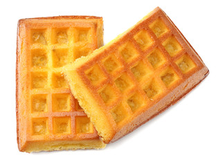 Belgian waffle isolated on white background