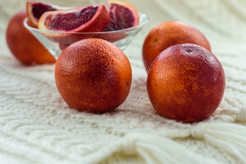 Fresh red Sicilian oranges. Blood oranges.