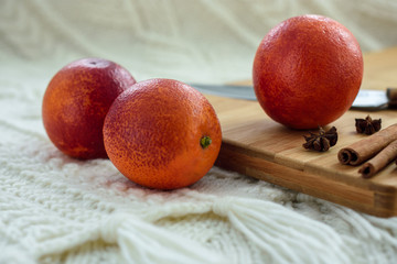 Fresh Sicilian oranges. Blood oranges closeup
