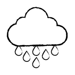 sketch of cloud with rain drops icon over white background, vector illustration