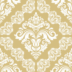 Classic seamless pattern. Traditional orient golden and white ornament. Classic vintage background