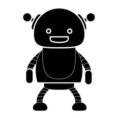 cartoon happy robot icon over white background, vector illustration