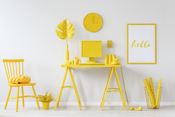 Yellow modern home office