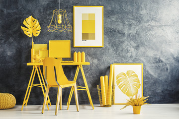 New-fashioned interior with yellow desk