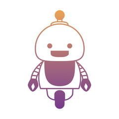 Cartoon little robot icon over white background, colorful design. vector illustration