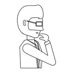 avatar businessman thinking over white background, vector illustration