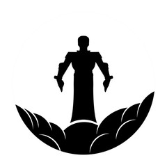 Yuri Gagarin space man rocket fusion silhouette launching and making huge cloud. Isolated vector illustration.