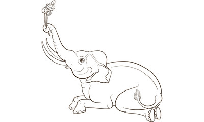 elephant in Thai traditional painting