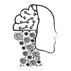  Artificial intelligence concept, robotic head icon over white background, sketch design. vector illustration