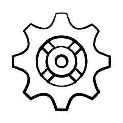 sketch of gear wheel icon over white background, vector illustration