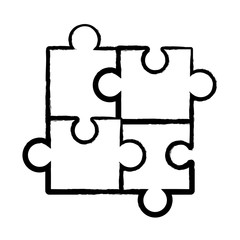 sketch of puzzle pieces icon over white background, vector illustration