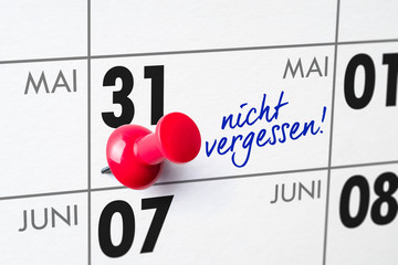 Wandkalender - 31. Mai