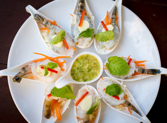 Shrimps on spoon