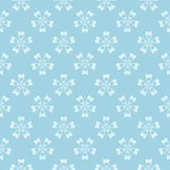 White floral seamless pattern on blue background