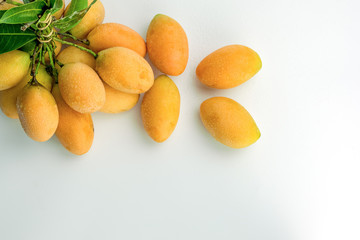 Fresh marian plum or Plango thai fruit isolated on white background