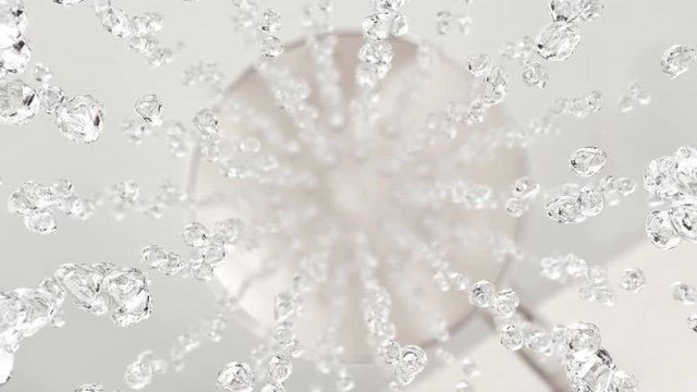 Falling shower water drops in 4K super slow motion
