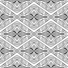 Geometric ornament. White and black seamless pattern