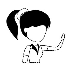 avatar woman with pony tail over white background, vector illustration