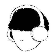 avatar man head using a headphones over white background, vector illustration