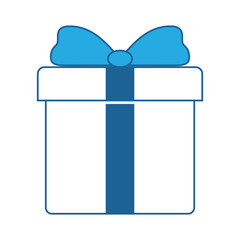 gift box icon over white background, blue shading design. vector illustration