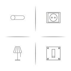 Electrical simple linear icon set. Outline icons