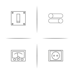 Electrical simple linear icon set. Outline icons