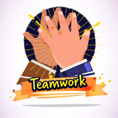Businessman Clapping Hands Each Other. deal or teamwork concept - vector