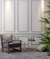 Mockup Poster in the interior, 3D illustration of a modern design