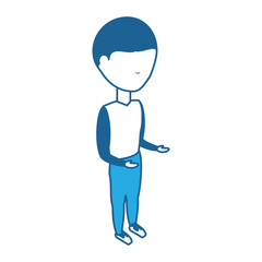 avatar man wearing casual clothes standing icon over white background blue shading design. vector illustration