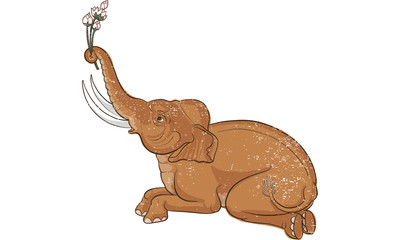 elephant in Thai traditional painting