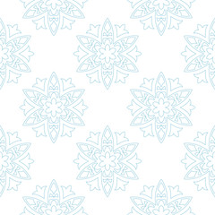 Blue floral seamless design on white background