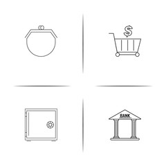 Banking, Finance And Money simple linear icon set.Simple outline icons