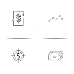 Banking, Finance And Money simple linear icon set.Simple outline icons