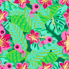 Obraz premium floral pattern with chameleon