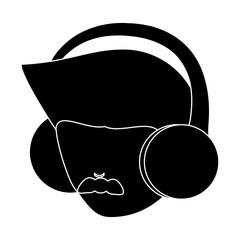 avatar man with mustache and  using a headphones over white background, vector illustration