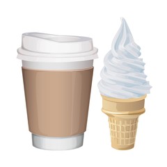 takeaway cup of cofee with ice cream