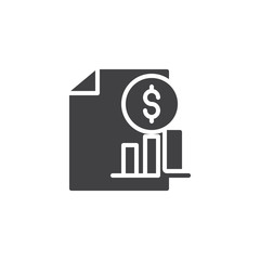 Dollar coin with growing graph vector icon. filled flat sign for mobile concept and web design. Sales analytics simple solid icon. Symbol, logo illustration. Pixel perfect vector graphics