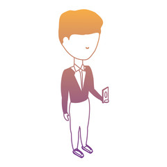 avatar businessman standing and talking on cellphone over white background, colorful design. vector illustration