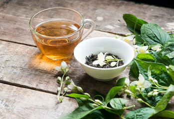 cup of green tea with jasmine