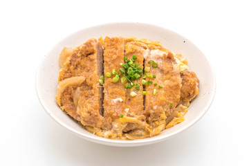 fried pork cutlet rice bowl (Katsudon)